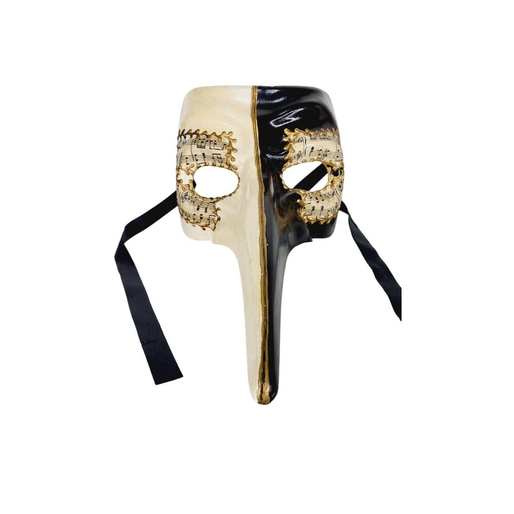 Vintage Long Nose 24kt Gold Sheet Music Venezia Italy Masquerade Face Mask